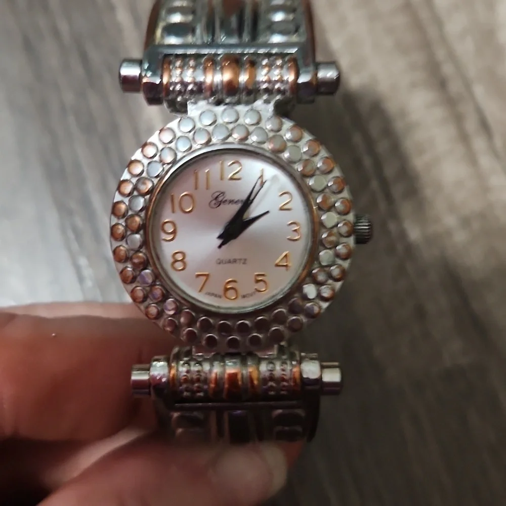 Geneva Silver & Bronze Bracelet Watch for Women Y2K  Needs Battery Vintage Boho